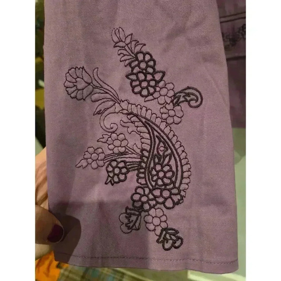 Denim & Co Women's L Purple Embroidered Spring Jacket Mid-Length - Picture 8 of 13